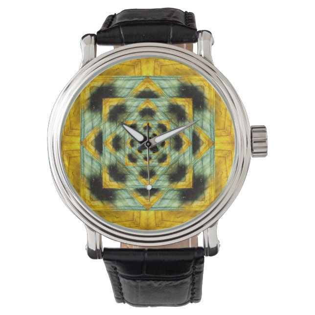 Labradorite gemstone fractal design watch (Front)
