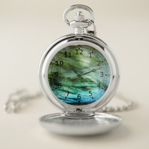 Labradorite Gemstone Print Pocket Watch