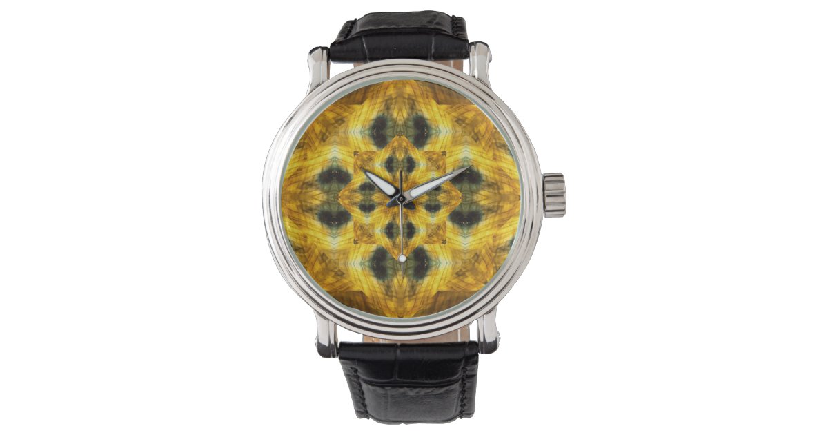 Labradorite gold gemstone fractal design watches | Zazzle