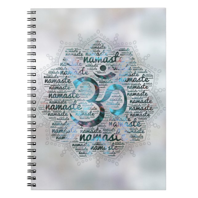 Labradorite Namaste Word Art in Lotus with OM Notebook (Front)