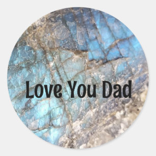 Labradorite Photo in Teal and Blue Love You Dad Classic Round Sticker