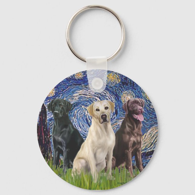 Labradors (3) - Starry Night Keychain (Front)