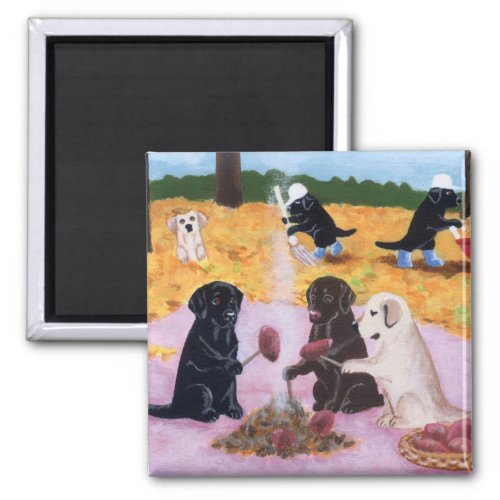 Labradors Autumn Fun Magnet