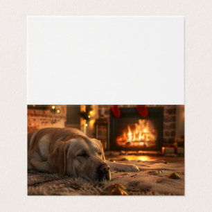 Labrador's Cozy Fireplace Card