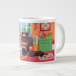 Labradors in Mom's Sewing Room Painting Large Coffee Mug