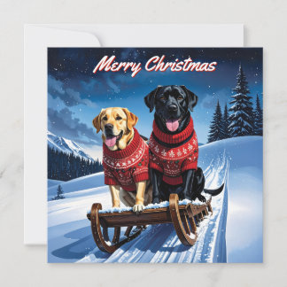 Labradors Pack of Flat Christmas Note Card