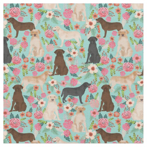 Labradors vintage florals fabric