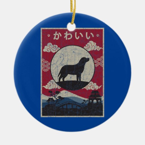 Labrastaff Japanese Design Kawaii Dog Mom Dad  Ceramic Ornament
