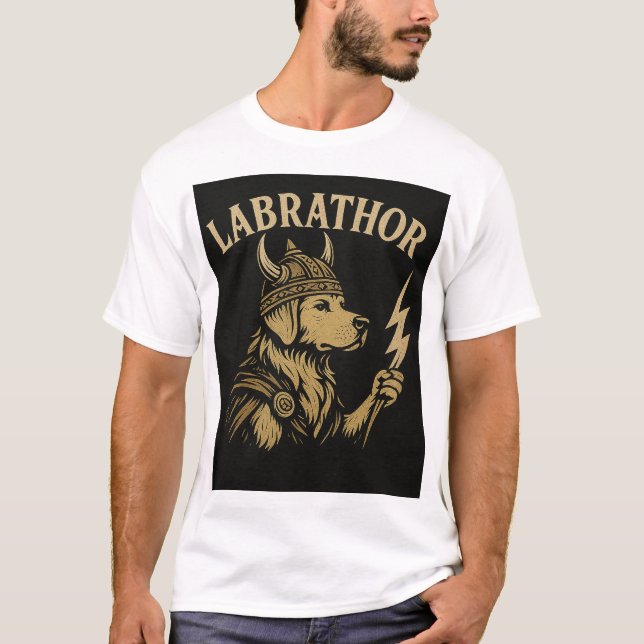 "LABRATHOR" Labrador Norse Warrior T‑Shirt T-Shirt (Front)