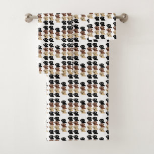 labs 3 colors cartoon head bath towel set