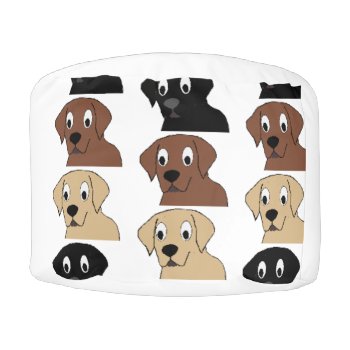 Labs 3 Colors Cartoon Head Pouf by BreakoutTees at Zazzle