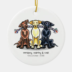 Labs On a Rope Personalized Ceramic Ornament