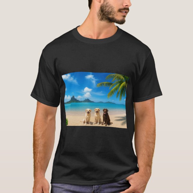Labs on tropical island T-Shirt (Front)