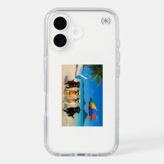 Labs splashing in the Caribbean water iPhone 16 Case