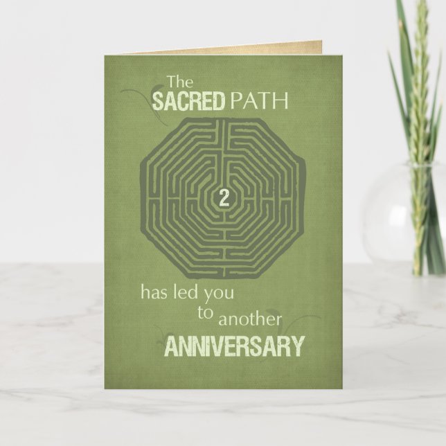 Labyrinth 12 Step Recovery Anniversary Card (Front)