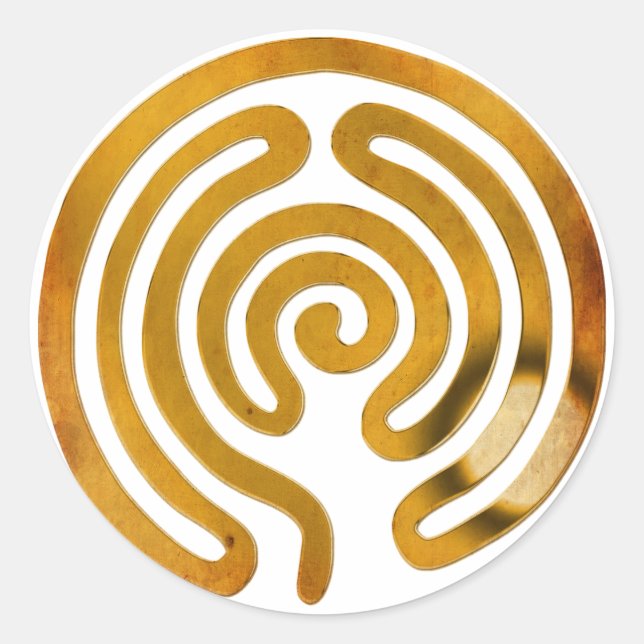 labyrinth antique gold | make your own background classic round sticker (Front)