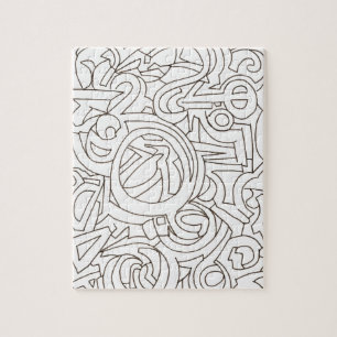 Labyrinth - Black And White Modern Art Jigsaw Puzzle