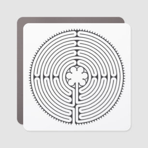 Labyrinth Cathedral of Chartres Black and White Car Magnet