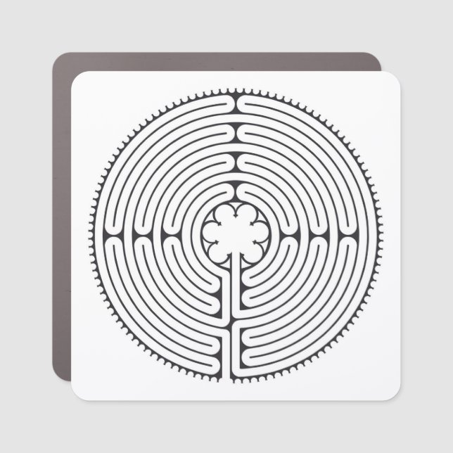Labyrinth Cathedral of Chartres Black and White Car Magnet (Front)