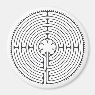 Labyrinth Cathedral of Chartres Black and White Magnet