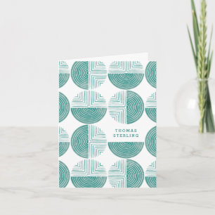 Labyrinth Circle Pattern Note Card - Teal