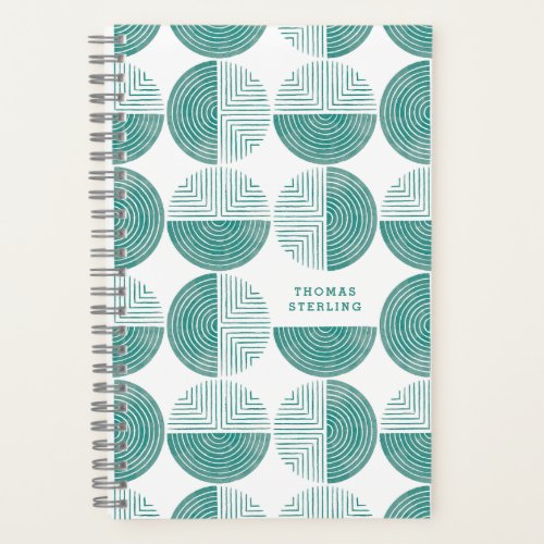 Labyrinth Circle Pattern Spiral Notebook _ Teal