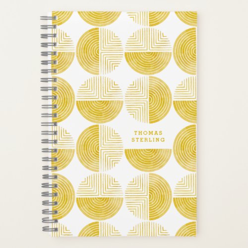 Labyrinth Circle Pattern Spiral Notebook _ Yellow