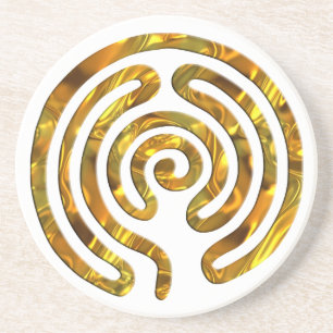 Labyrinth GOLD   make your own background Sandstone Coaster