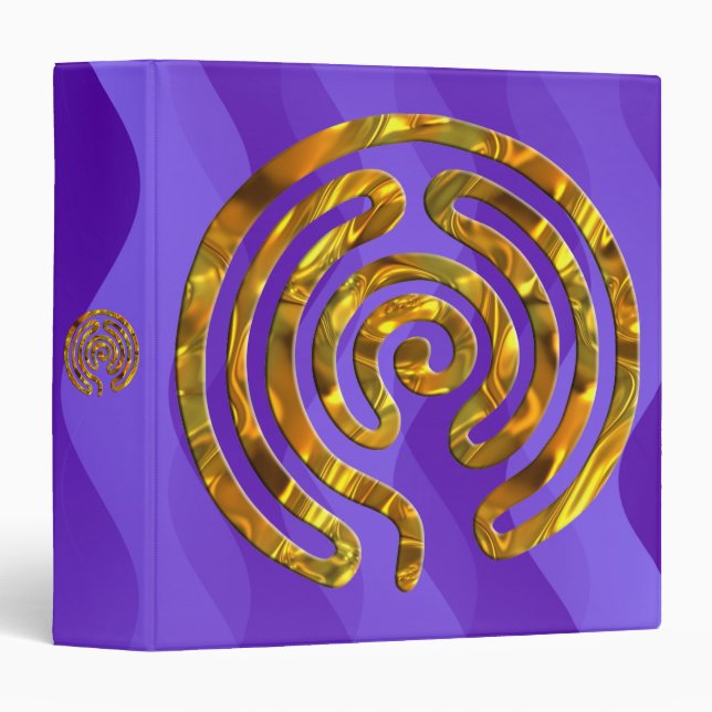 Labyrinth GOLD | violet waves 3 Ring Binder (Front/Spine)