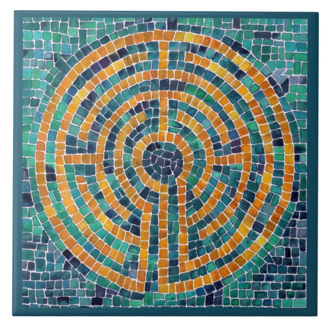 LABYRINTH II 6x6 Ceramic Tile - Green (Front)