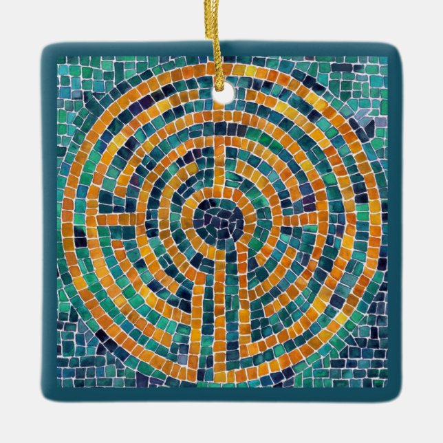 LABYRINTH II Ceramic Square Ornament (Front)