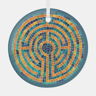 LABYRINTH II Glass Circle Ornament