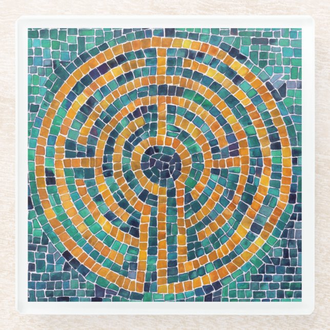 LABYRINTH II Glass Coaster - White (Front)