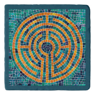 LABYRINTH II Marble Stone Trivet - Green