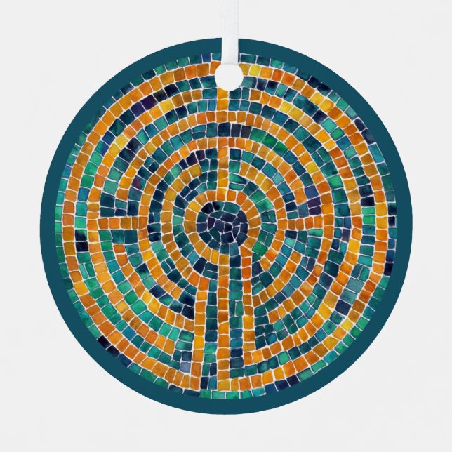 LABYRINTH II Metal Circle Ornament (Front)