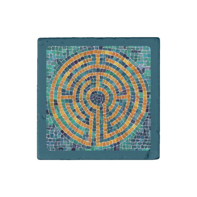 LABYRINTH II Primed Marble Magnet - Green (Front)