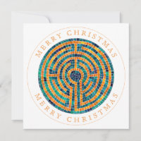 LABYRINTH II Square Flat Christmas Card