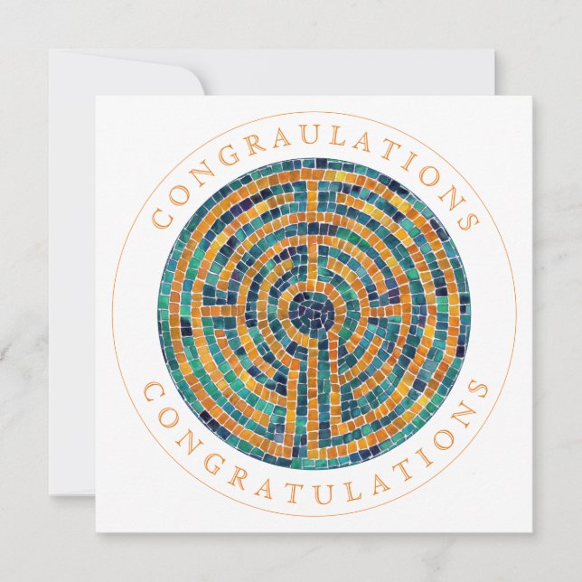 LABYRINTH II Square Flat Congratulations Card (Front)