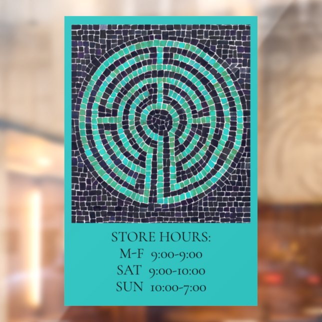 LABYRINTH III 12x18 Window Cling +Text - Turquoise (Sheet 2)