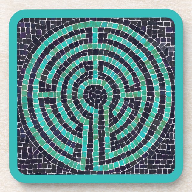LABYRINTH III Hard Plastic Coasters - Turquoise (Front)