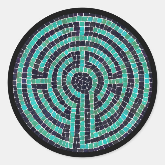 LABYRINTH III Large Round Stickers - Black (Front)