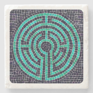 LABYRINTH III Marble Stone Coaster - White