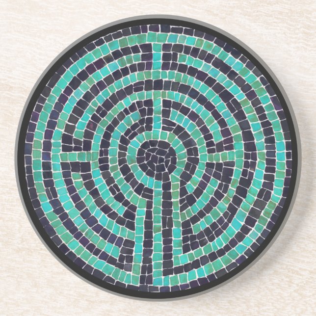 LABYRINTH III Sandstone Coaster - Black (Front)