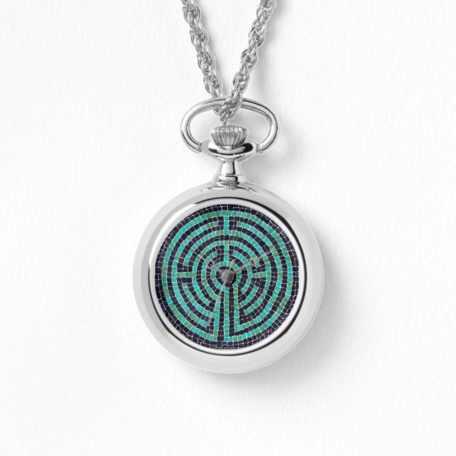 LABYRINTH III Silver Necklace Watch (Front)