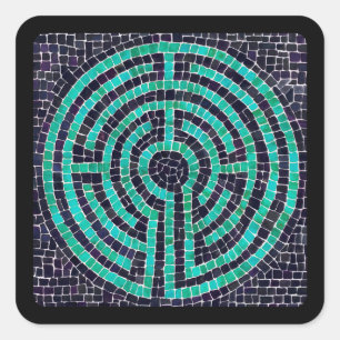 LABYRINTH III Small Square Stickers - Black