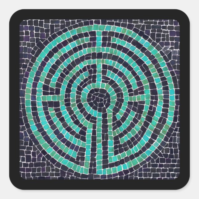 LABYRINTH III Small Square Stickers - Black (Front)