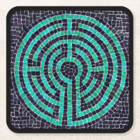 LABYRINTH III Square Paper Coasters - Black
