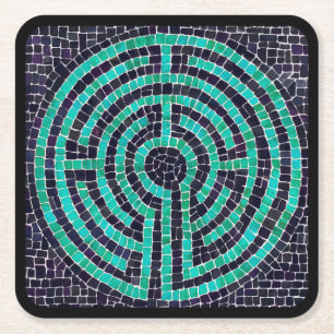 LABYRINTH III Square Paper Coasters - Black