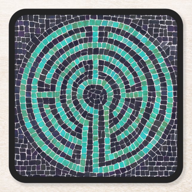 LABYRINTH III Square Paper Coasters - Black (Front)