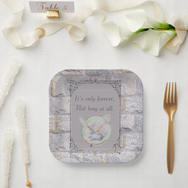 Labyrinth It’s Only Forever Wedding Owl Paper Plates (Wedding)